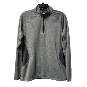 Adidas Women’s Performance Quarter-Zip Gray & Black Lightweight Pullover Size XL